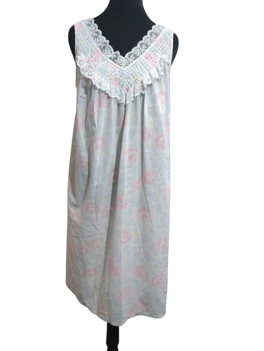 Vintage Collections Pastel Floral Lace Nightgown Small Cottagecore Grannycore US